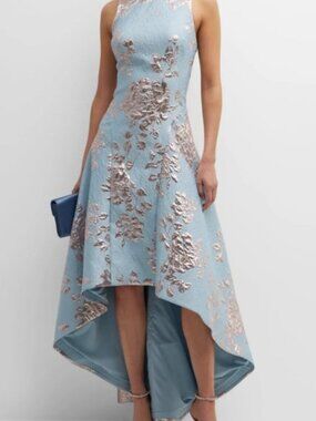 Gorgeous Rickie Freeman for Teri Jon Metallic High-Low Dress